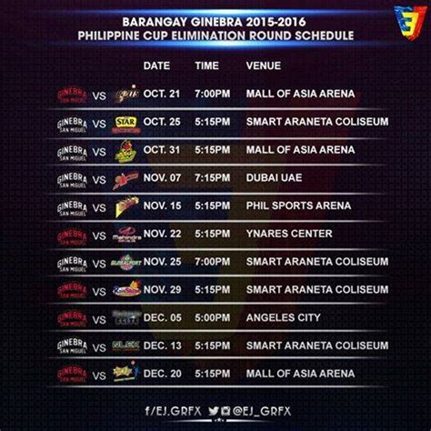 ginebra game schedule